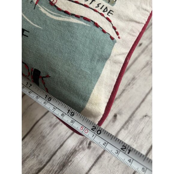 Alice Tait New York City Map Printed Embroidered Pillow Feather Filled 13” X 20” - Picture 15 of 15